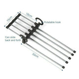 HULIANFU Newest Fashion 5 in 1 Pant rack shelves Stainless Steel Clothes Hangers Multi-functional Wardrobe Hot Sale Magic Hanger