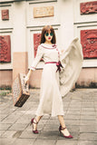 spring new Slim art fashion brand dress Peter pan Collar with button butterfly Bow retro dress