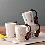 HULIANFU Novelty Music Note Cup Ceramic Guitar Coffee Mugs Personality Tea/Milk/Juice/Lemon Water Bottle Christmas Birthday Gift