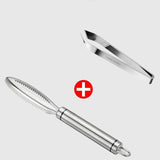 HULIANFU Kitchen accessories Stainles Fish Scales Scraping Graters Fast Remove Fish Cleaning Peeler Scraper Fish bone tweezers tool gadge