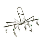 HULIANFU Laundry 16 pegs Folding Clip Hanger Clothes Clothespin Socks Underwear Airer Dryer Drying Stainless steel Silver