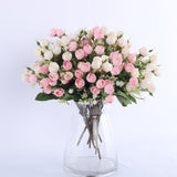 HULIANFU 2023 white mini silk rose artificial flowers for wedding decoration bride fake flower bouquet diy home decor art accessories for vase