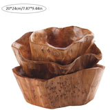 HULIANFU LUDA Household Fruit Bowl Wooden Candy Dish Fruit Plate Wood Carving Root Fruit Plate Wood 20-24 Cm