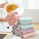 HULIANFU Microfiber Double-Sided Strong Absorbent Soft Scouring Pad Kitchen Cleaning Rag Non-Stick Oil Rag Dry and Wet Rag Kitchen Towel