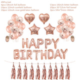 HULIANFU Rose Gold Wedding Birthday Party Balloons Happy Birthday Letter Foil Balloon Baby Shower Anniversary Event Party Decor Supplies