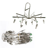 HULIANFU Laundry 16 pegs Folding Clip Hanger Clothes Clothespin Socks Underwear Airer Dryer Drying Stainless steel Silver