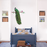 HULIANFU 「Elvesmall」Peacock on the branch Wall Sticker Living room door sofa/TV background home decoration Mural Art Decals stickers wallpaper