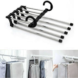 HULIANFU Newest Fashion 5 in 1 Pant rack shelves Stainless Steel Clothes Hangers Multi-functional Wardrobe Hot Sale Magic Hanger