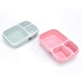 HULIANFU Japanese Lunch Boxs Leak-Proof 3 Grid With Lid Camping Picnic Portable Plastic Food Fruit Storage Container Bento Box For Kids
