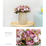 HULIANFU 2023 5 Head Bouquet Peony Artificial Flowers Small White Silk Peonies Fake Flowers Wedding Party Home Decoration Rose Flower Pink Art