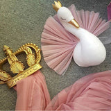 HULIANFU Swan Doll Stuffed Toys Wall Art Decor Golden Crown 3D Swan Wall Hanging Girl Bedroom Decoration Wedding Birthday Party Supplies