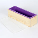 HULIANFU Rectangular Soap Mold Silicone Liner Loaf Mould with Wood Box for Homemade Cold Process 1200g