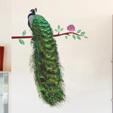 HULIANFU 「Elvesmall」Peacock on the branch Wall Sticker Living room door sofa/TV background home decoration Mural Art Decals stickers wallpaper