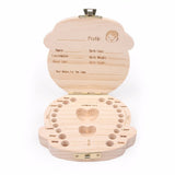 HULIANFU Tooth Box Poland English dutch Spanish Russian French GermanText Baby Boy Girl Wood Case Save Milk Teeth Organizer Holder