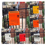 HULIANFU Vintage Villa Town Galvanized Iron Post Mailbox Letterbox Postbox Newspaper Magazines Holder Box Catcher Guard