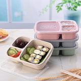 HULIANFU Japanese Lunch Boxs Leak-Proof 3 Grid With Lid Camping Picnic Portable Plastic Food Fruit Storage Container Bento Box For Kids