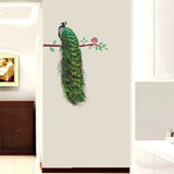 HULIANFU 「Elvesmall」Peacock on the branch Wall Sticker Living room door sofa/TV background home decoration Mural Art Decals stickers wallpaper