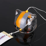 HULIANFU New Glass Cat Pattern Wind Chime Bell Japenese Home Garden Hanging Decor DIY Gift