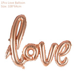 HULIANFU Rose Gold Wedding Birthday Party Balloons Happy Birthday Letter Foil Balloon Baby Shower Anniversary Event Party Decor Supplies