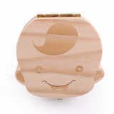 HULIANFU Tooth Box Poland English dutch Spanish Russian French GermanText Baby Boy Girl Wood Case Save Milk Teeth Organizer Holder
