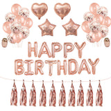 HULIANFU Rose Gold Wedding Birthday Party Balloons Happy Birthday Letter Foil Balloon Baby Shower Anniversary Event Party Decor Supplies