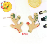 HULIANFU 2023 50pcs/lot Glitter Reindeer Antlers Gold Silver Red Fawn fabric W/ Sponge Padded Buckhorn applique for Christmas decor,Craft DIY
