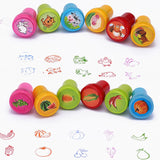 HULIANFU Round Multicolor Fun 10 Pcs Cute Panda Child DIY Scrapbook Kids Stamp Cartoon Rubber Stamps Scrapbooking Reward Toy