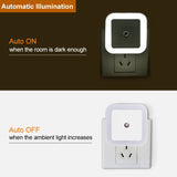 HULIANFU LED Night Light Mini Light Sensor Control 110V 220V EU US Plug Nightlight Lamp For Children Kids Living Room Bedroom Lighting