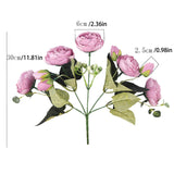 HULIANFU 2023 30cm Rose Pink Silk Bouquet Peony Artificial Flowers 5 Big Heads 4 Small Bud Bride Wedding Home Decoration Fake Flowers Faux