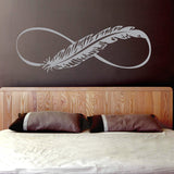 HULIANFU   YOYOYU Art Vinyl wall sticker Feather Infinity Sign Removeable Boho Bedroom Car Window Room Decorative Decal Poster ZX143