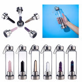HULIANFU water bottle Drop Shipping Natural Crystal Point Healing Obelisk Wand Elixir Quartz Crystal Water Bottle To wand heals energy st