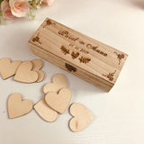 HULIANFU Personalized Wedding guest book with hearts,Custom name and date Wooden Keepsake box,rustic engrave wedding guest book