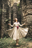 spring new Slim art fashion brand dress Peter pan Collar with button butterfly Bow retro dress
