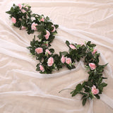 HULIANFU silk artificial rose vine hanging flowers for wall decoration rattan fake plants leaves garland romantic wedding home decoration