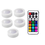 HULIANFU Wireless LED Under Cabinet Light Dimmable Touch Sensor RGB LED Puck Lights For Cupboard Wardrobe Stair Closet Hallway Night Lamp