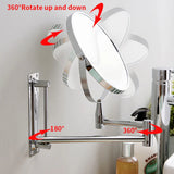 HULIANFU ORZ Bathroom Shaving Mirror Wall Cosmetic Extendable 7inch 1X3X Magnifying Double Side Rotatable Makeup Wall Mirror