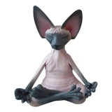 HULIANFU New Cat Figurine Sphynx Meditation Statue Yoga Animal Cat Meditate Art Sculpture Micro Decoration Garden Home Office Ornament