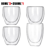 HULIANFU Transparent glass coffee cup milk whiskey tea beer double creative heat resistant cocktail Vodka wine mug Drinkware tumbler cups