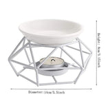 HULIANFU Metal Aromatic Oil Burner Geometric Ceramic Essential Oil Tealight Candle Holder Wax Melt Warmer Aroma Diffuser Lamp