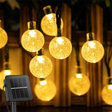 HULIANFU Solar String Lights Outdoor 60 Led Crystal Globe Lights with 8 Modes Waterproof Solar Powered Patio Light for Garden Party Decor