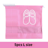 HULIANFU Shoes Storage Bag Closet Organizer Non-woven Travel Portable Bag Waterproof Pocket Clothing Classified Hanging Bag 5pcs L size