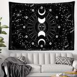 HULIANFU Mandala Tapestry White Black Sun And Moon Tapestry Wall Hanging Tarot Hippie Wall Rugs Dorm Decor Blanket