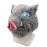HULIANFU Inosuke Hashibira Mask Helmet Demon Slayer Kimetsu No Yaiba Cosplay Hood Hair Pig Mask Headwear Halloween Carnival Costume Prop