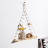 HULIANFU Wall Hanging Shelf Boho Home Decor Rope Macrame Shelf for Plant Hanger Farmhouse Rustic Planter Bedroom Living Room Decoration