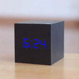 HULIANFU New Qualified Digital Wooden LED Alarm Clock Wood Retro Glow Clock Desktop Table Decor Voice Control Snooze Function Desk Tools