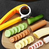 HULIANFU Kitchen Accessories Banana Slicer Fruit Vegetable Sausage Slicer Stainless Steel Banana Cutter Salad Sundaes Tools Cooking Tools