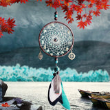HULIANFU Original silver gray dream catcher 2 ring Indian feather hanging art gifts to bestie friends creative valentine's day gifts