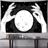HULIANFU Mandala Tapestry White Black Sun And Moon Tapestry Wall Hanging Tarot Hippie Wall Rugs Dorm Decor Blanket