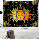HULIANFU Mandala Tapestry White Black Sun And Moon Tapestry Wall Hanging Tarot Hippie Wall Rugs Dorm Decor Blanket
