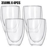 HULIANFU Transparent glass coffee cup milk whiskey tea beer double creative heat resistant cocktail Vodka wine mug Drinkware tumbler cups